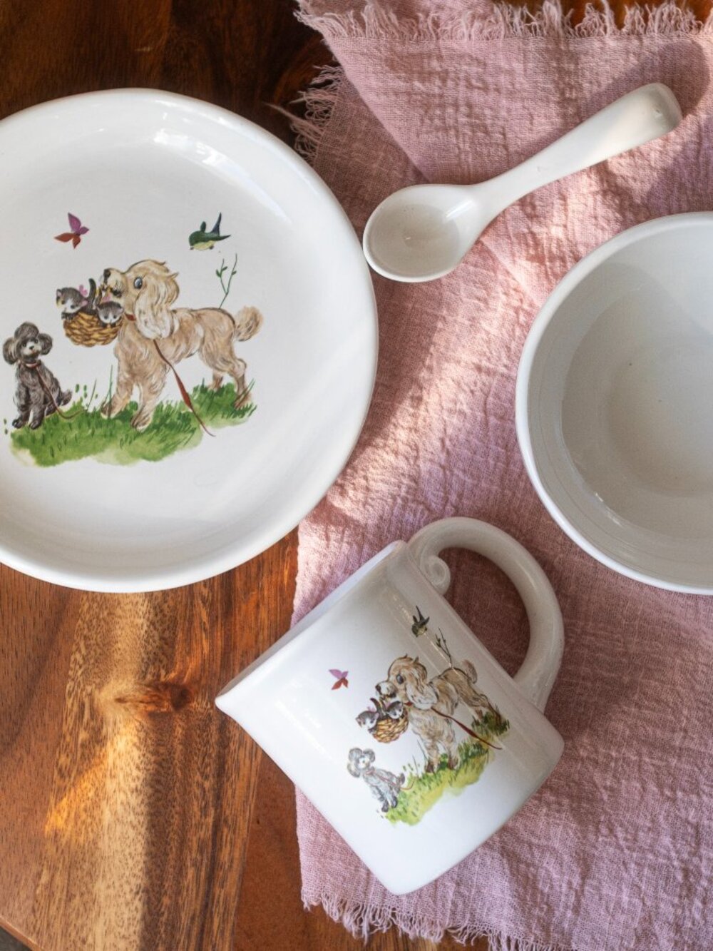 Handmade Ceramic Breakfast Set 4 Piece | Signed 1984 Set